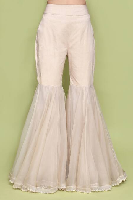 Anushree Reddy Beige Cotton, Georgette, Chiffon Beads, Embroidery Floral Kurta Gharara Set at Aza Fashions Anushree Reddy_Beige Cotton, Georgette, Chiffon Beads, Embroidery Floral Kurta Gharara Set _at_Aza_Fashions