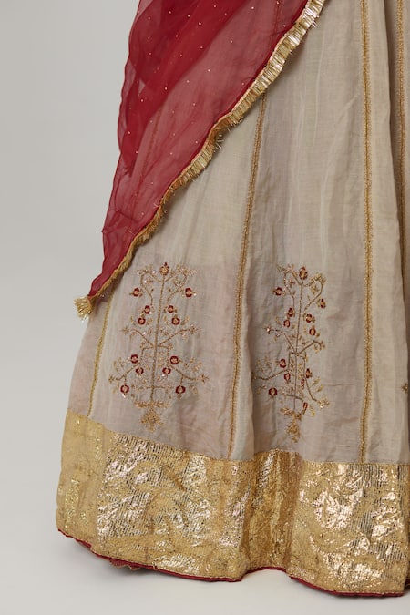 Shop Rhua Gold Silk, Organza Zari, Embroidery, Kashvi Fleur Aari Zardozi Lehenga Set Online at Aza Fashions Shop_Rhua_Gold Silk, Organza Zari, Embroidery, Kashvi Fleur Aari Zardozi Lehenga Set _Online_at_Aza_Fashions