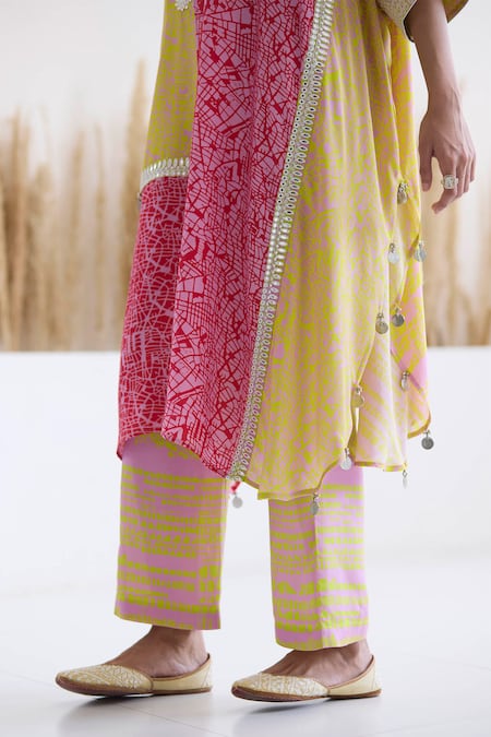 Buy Inej Multi Color Cotton, Silk Sequins, Metallic Thread Printed Kaftan And Pant Set Online at Aza Fashions Buy_Inej_Multi Color Cotton, Silk Sequins, Metallic Thread Printed Kaftan And Pant Set _Online_at_Aza_Fashions