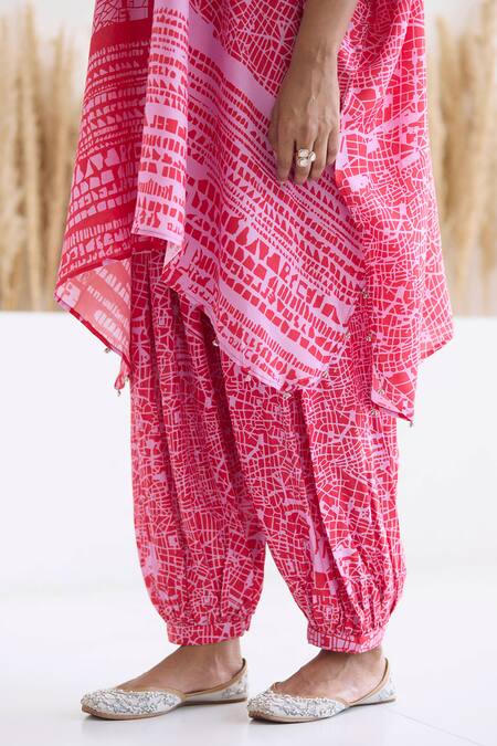 Buy Inej Red Cotton, Silk Embroidery Split V-neck Printed Kaftan And Salwar Set Online at Aza Fashions Buy_Inej_Red Cotton, Silk Embroidery Split V-neck Printed Kaftan And Salwar Set _Online_at_Aza_Fashions