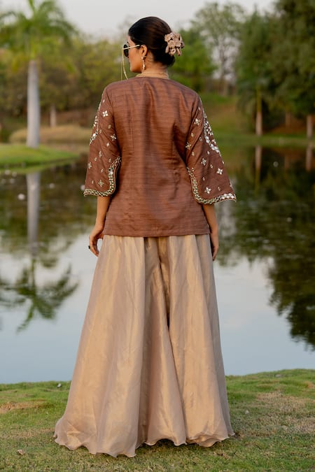 Nikita Vishakha Mirror Embroidered Shirt Kurta With Sharara 
