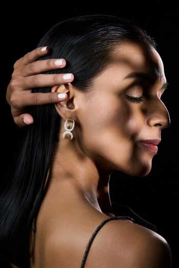 Kaj Fine Jewellery_Gold Plated Imitation Diamonds 18kt Yellow Vicenza Hoop Earrings_Online_at_Aza_Fashions