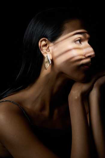 Kaj Fine Jewellery_Gold Plated Imitation Diamonds 18kt Yellow Vicenza Mesh Earrings_Online_at_Aza_Fashions