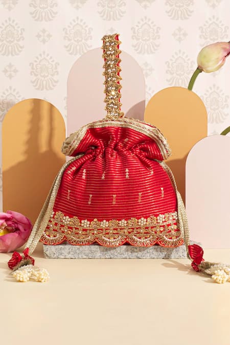 AMYRA Tari Fleur Blossom Zari Woven Potli Bag 