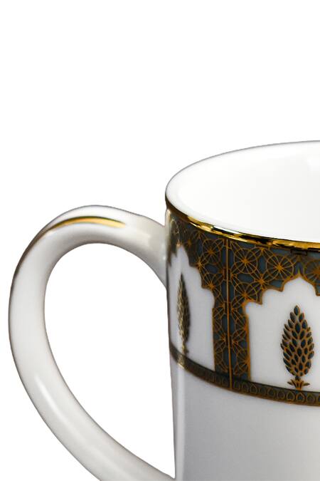 Ichkan_Blue Porcelain Kashmiri Pattern 6 Pcs Mug Set_Online_at_Aza_Fashions