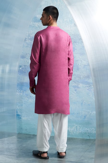 Charkhee Zari Stripe Pocket Kurta With Salwar 