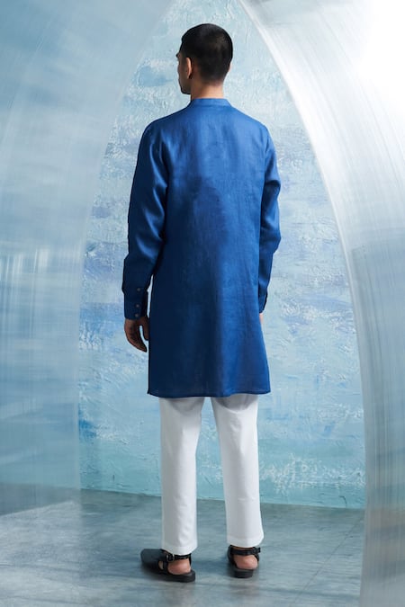 Charkhee Linen Zari Placement Kurta With Pant 