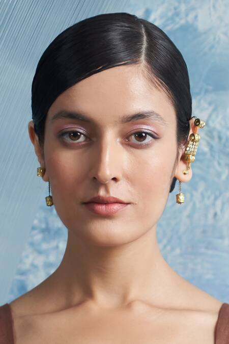 Buy_Charkhee_Gold Plated Stones Embellished Ear Cuffs_Online_at_Aza_Fashions