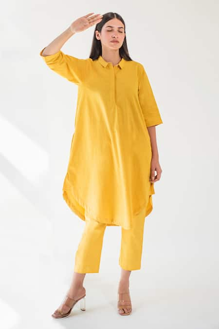 Merakus Plain Curved Hem Tunic & Pant Set 