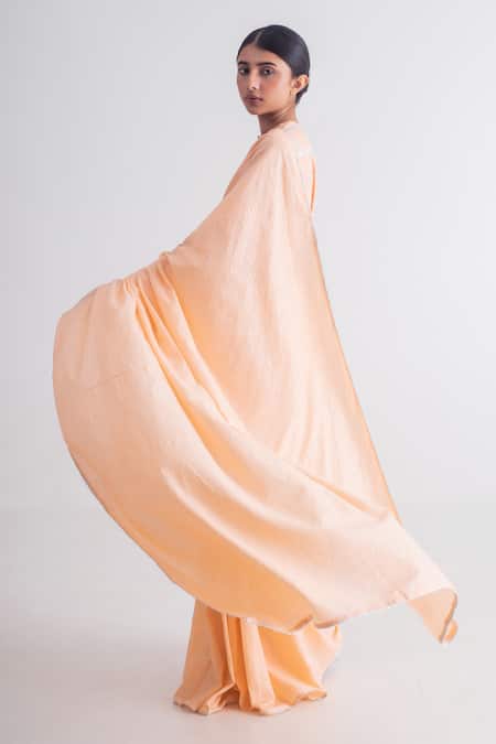 Buy_Merakus_Peach Cotton Zari Work Saree _Online_at_Aza_Fashions