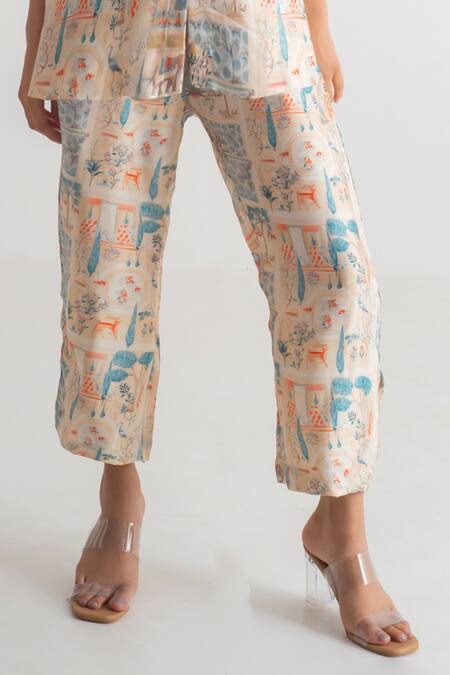 Merakus Multi Color Modal Silk Printed Imperial Collar Shirt And Pant Set Online at Aza Fashions Merakus_Multi Color Modal Silk Printed Imperial Collar Shirt And Pant Set _Online_at_Aza_Fashions