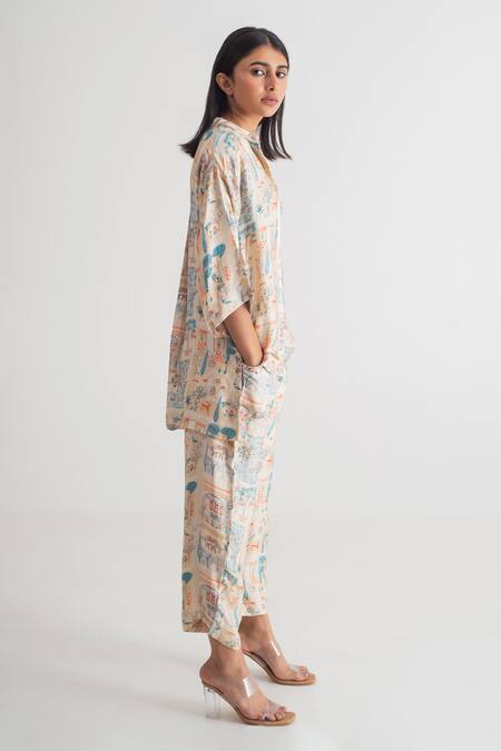 Buy Merakus Multi Color Modal Silk Printed Imperial Collar Shirt And Pant Set Online at Aza Fashions Buy_Merakus_Multi Color Modal Silk Printed Imperial Collar Shirt And Pant Set _Online_at_Aza_Fashions