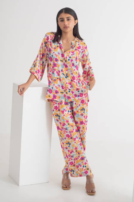 Merakus Floral Print Shirt & Pant Set 