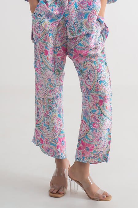 Merakus Multi Color Modal Silk Printed Doodle Collar Shirt And Pant Set Online at Aza Fashions Merakus_Multi Color Modal Silk Printed Doodle Collar Shirt And Pant Set _Online_at_Aza_Fashions