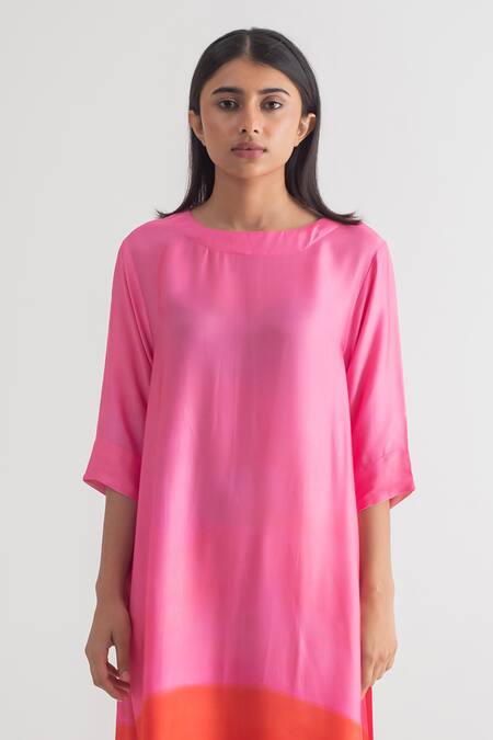 Buy_Merakus_Multi Color Modal, Silk Round Neck Ombre Pattern Kurta And Pant Set _Online_at_Aza_Fashions