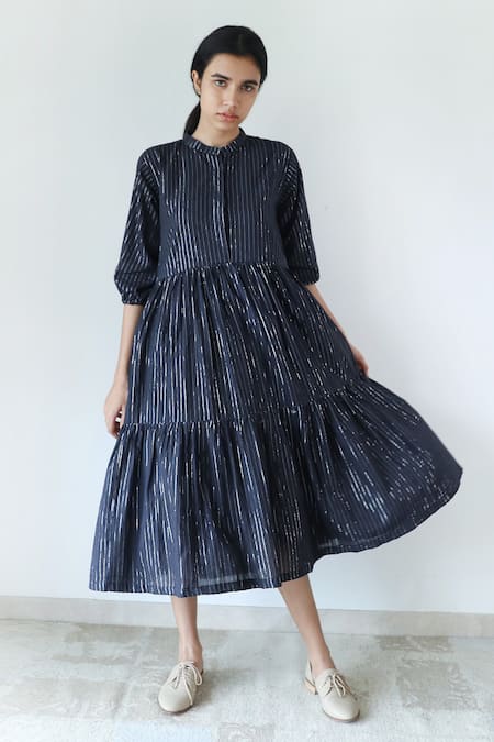 Merakus Zari Stripe Pattern Dress 