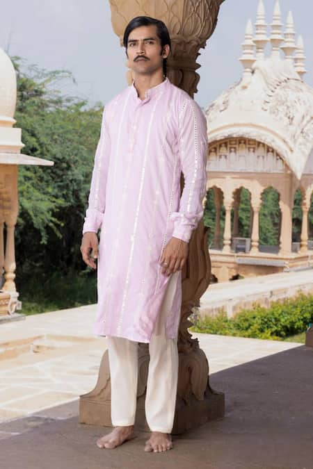 PREEVIN Mughal Mirror Vine Embroidered Kurta Set 