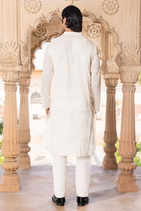 Preevin Blossom Mirror Floret Embroidered Kurta Set 