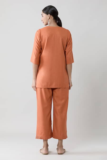 Samyukta Singhania Pleated Top & Solid Pant Co-ord Set 