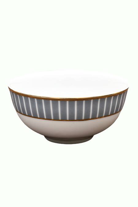 Shop_Ichkan_Grey Porcelain Floral, Striped Iris And Work Dinnerware Set