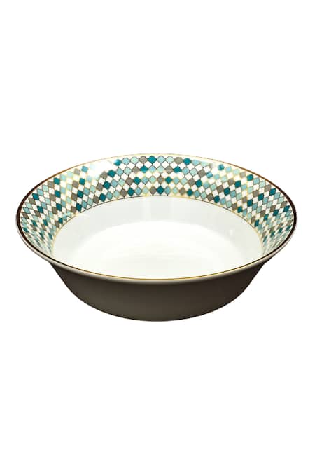 Ichkan_Blue Porcelain Christolite Pattern 21 Pcs Dinner Set_at_Aza_Fashions