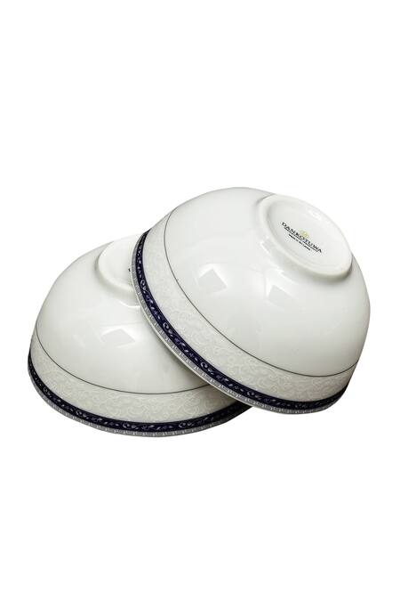 Ichkan_Blue Porcelain Dinole Pattern 21 Pcs Dinner Set_Online_at_Aza_Fashions