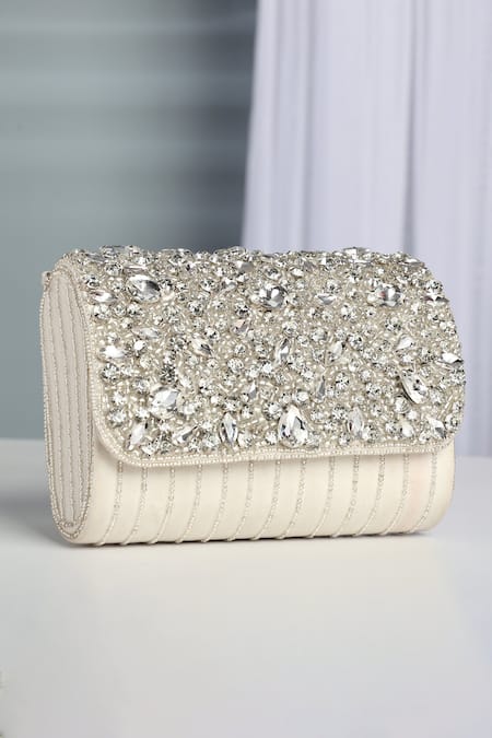 House of Webhin Stud Embellished Flap Clutch Bag 