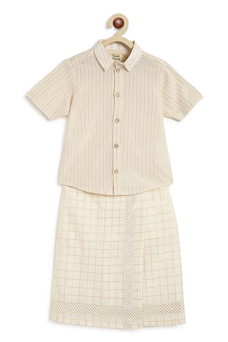 Tiber Taber Happy Hero Stripe Woven Shirt With Mundu 