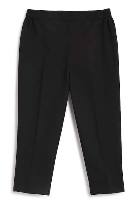 Buy_Tiber Taber_Black Cotton Zari Gold Striped Kurta Set 