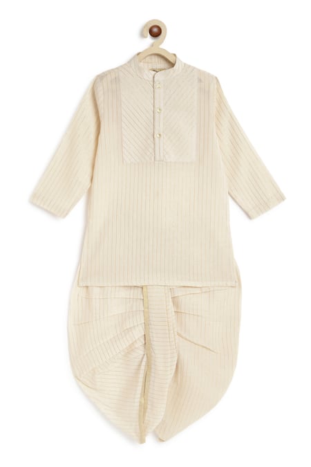 Tiber Taber Striped Woven Kurta With Dhoti Pant 