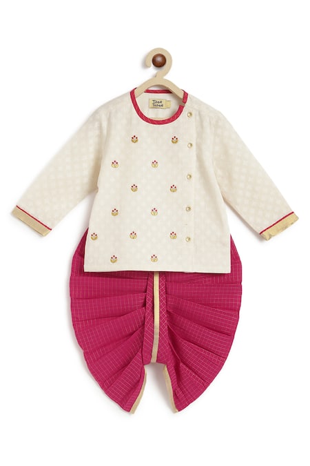 Tiber Taber Fleur Self Design & Embroidered Kurta With Dhoti Pant 