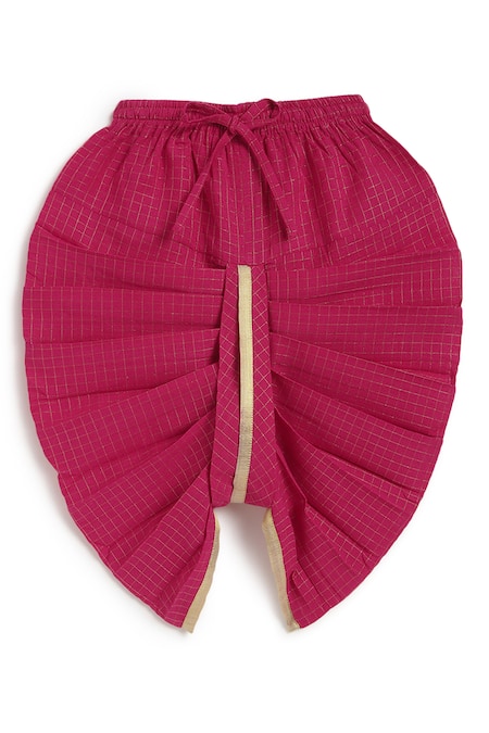 Buy_Tiber Taber_Pink Cotton Embroidery Fleur Self Design And Kurta With Dhoti Pant 