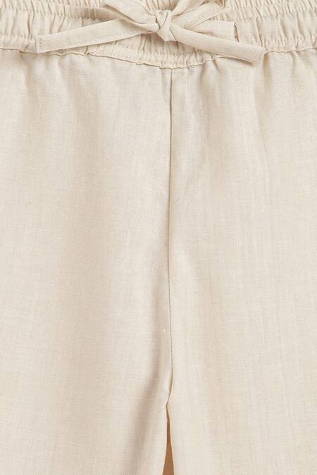 Tiber Taber_Cream Cotton, Lurex Fleur Self Design Kurta Set _Online_at_Aza_Fashions