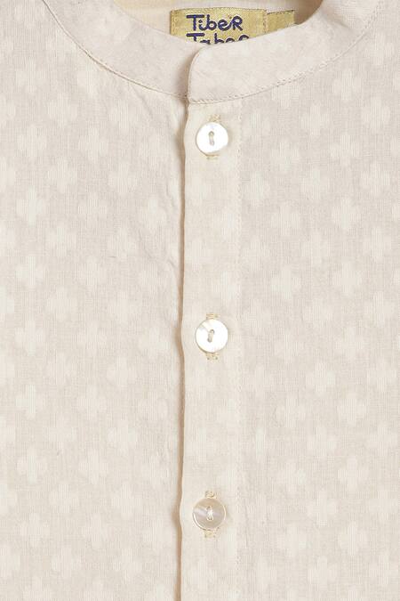 Shop_Tiber Taber_Cream Cotton, Lurex Fleur Self Design Kurta Set 