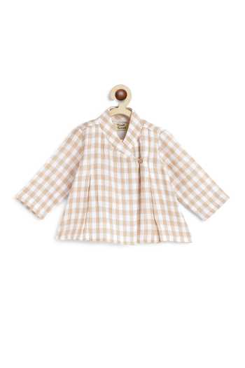 Buy_Tiber Taber_Beige Cotton Woven Checkered Pattern Jhabla Set _Online_at_Aza_Fashions