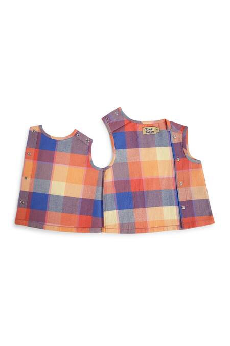 Shop Tiber Taber Multi Color Cotton Colorblock Checkered Woven Jhabla Set Online at Aza Fashions Shop_Tiber Taber_Multi Color Cotton Colorblock Checkered Woven Jhabla Set _Online_at_Aza_Fashions