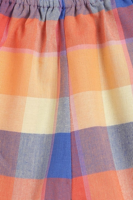 Buy Tiber Taber Multi Color Cotton Colorblock Checkered Woven Jhabla Set Buy_Tiber Taber_Multi Color Cotton Colorblock Checkered Woven Jhabla Set