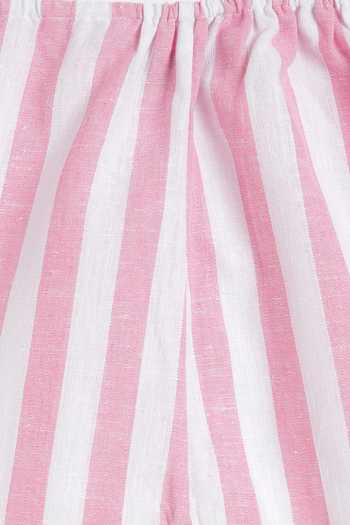 Tiber Taber_Pink Cotton Little Champ Striped Woven Jhabla Set _Online_at_Aza_Fashions