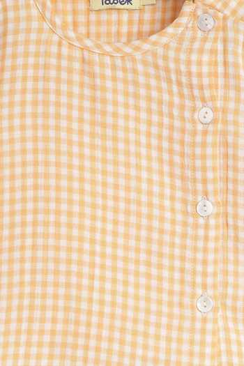 Shop_Tiber Taber_Orange Cotton Checkered Woven Jhabla Set _Online_at_Aza_Fashions