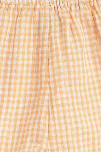 Tiber Taber_Orange Cotton Checkered Woven Jhabla Set _at_Aza_Fashions