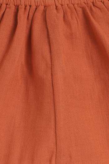 Buy_Tiber Taber_Orange Cotton Checkered Woven Jhabla Set 