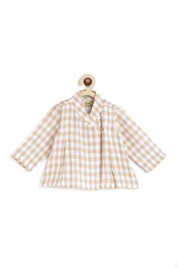 Buy_Tiber Taber_Beige Cotton Bundle Of Joy Checkered Pattern Jhabla Combo Set_Online_at_Aza_Fashions