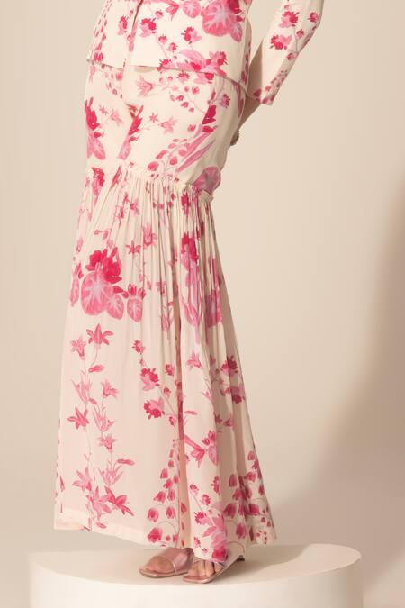 Buy SAKSHI GIRRI Ivory Crepe Sequins, Beads, Stones Botanical Print Blazer And Sharara Set Online at Aza Fashions Buy_SAKSHI GIRRI_Ivory Crepe Sequins, Beads, Stones Botanical Print Blazer And Sharara Set_Online_at_Aza_Fashions