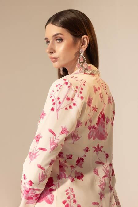 SAKSHI GIRRI Ivory Crepe Sequins, Beads, Stones Botanical Print Blazer And Sharara Set at Aza Fashions SAKSHI GIRRI_Ivory Crepe Sequins, Beads, Stones Botanical Print Blazer And Sharara Set_at_Aza_Fashions