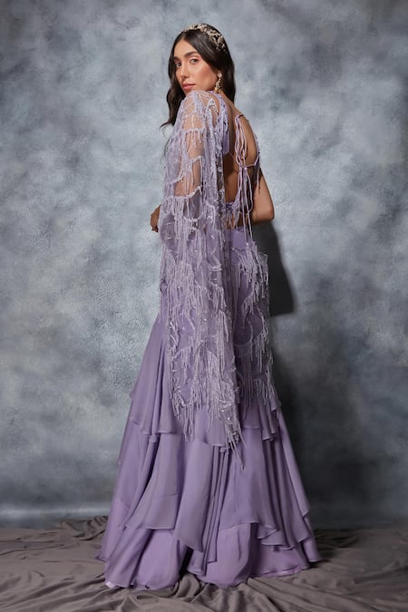 Saaj By Ankita Layered Mermaid Cut Lehenga Saree Set 