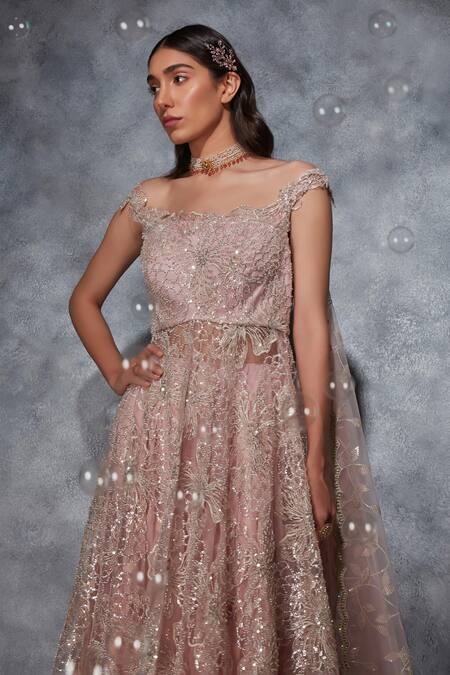 Buy Saaj By Ankita Pink Georgette Sequins, Beads, Jaal Embellished Asymmetric Jacket Lehenga Set Online at Aza Fashions Buy_Saaj By Ankita_Pink Georgette Sequins, Beads, Jaal Embellished Asymmetric Jacket Lehenga Set _Online_at_Aza_Fashions