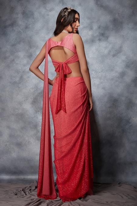 Saaj By Ankita Glitter Jersey Pre-Draped Saree With Blouse 