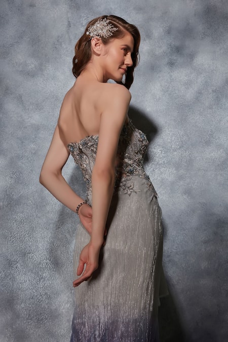 Saaj By Ankita Corset Pearl & Thread Embroidered Gown 