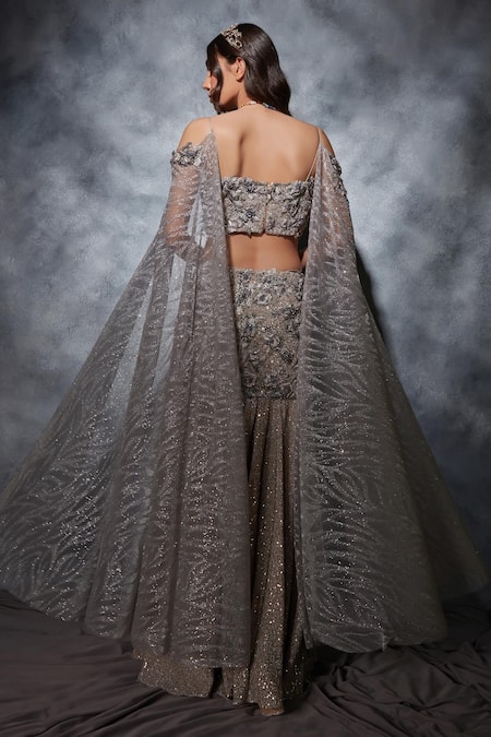 Saaj By Ankita Mermaid Crinkled Sequin Lehenga Set 