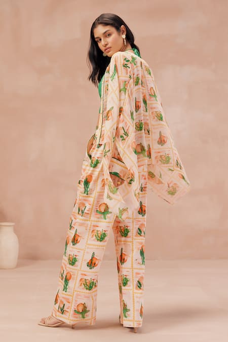 Shop NOIB Multi Color Georgette Bandeau Neck Oasis Desert Print Shirt at Aza Fashions Shop_NOIB_Multi Color Georgette Bandeau Neck Oasis Desert Print Shirt _at_Aza_Fashions